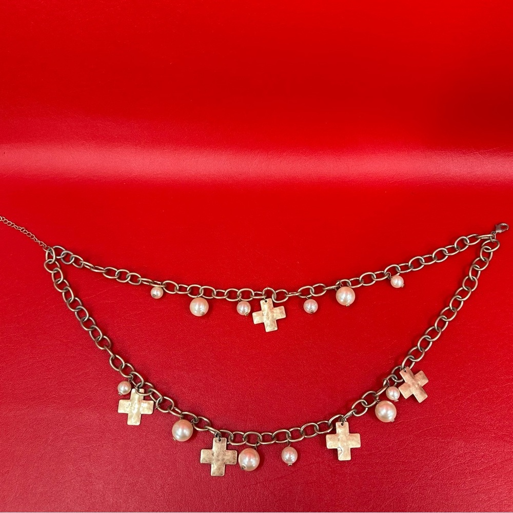 Southern Living Gold Cross and Pearl Necklace - Picture 10 of 13